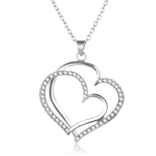 Collier double cœur argenté