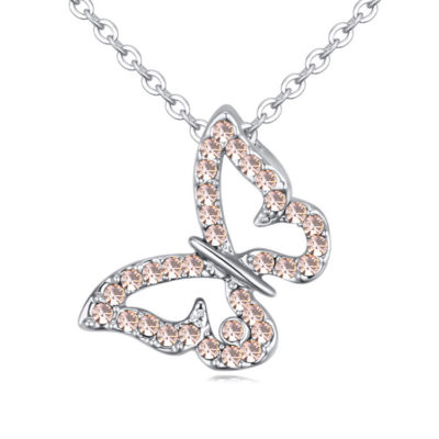 Collier papillon rosé