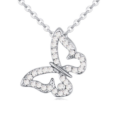 Collier papillon brillant blanc