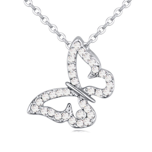 Collier papillon brillant blanc