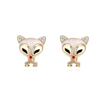 Boucles oreilles chat blanc rosée