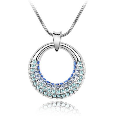 Collier anneau brillant bleu