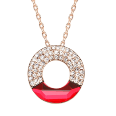 Collier rouge chaîne bronze